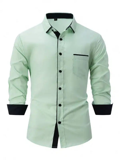 Men’s Color Block Business Slim Casual Shirt Long Sleeve Shirt | AE&GStor