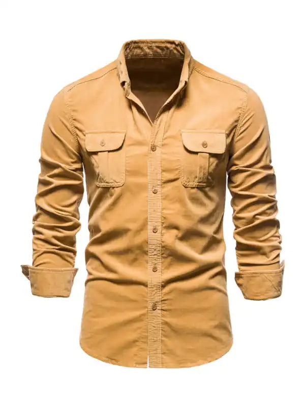 Men’s corduroy slim-fit casual long-sleeve shirt | AE&GStor