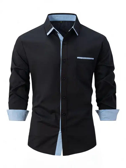 Men’s Color Block Business Slim Casual Shirt Long Sleeve Shirt | AE&GStor