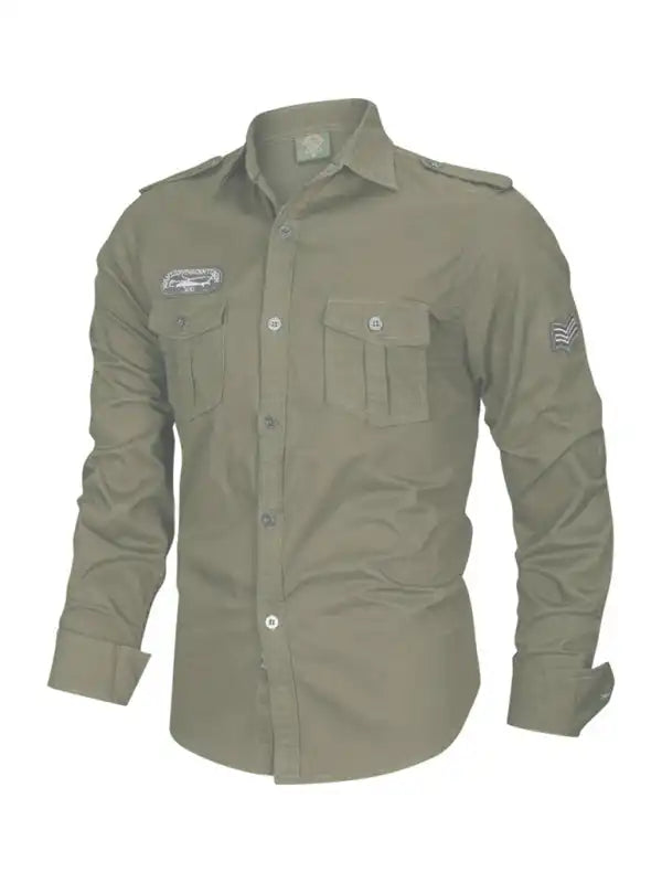 Men’s military style cotton long sleeve shirt | AE&GStor