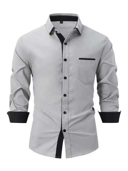 Men’s Color Block Business Slim Casual Shirt Long Sleeve Shirt | AE&GStor