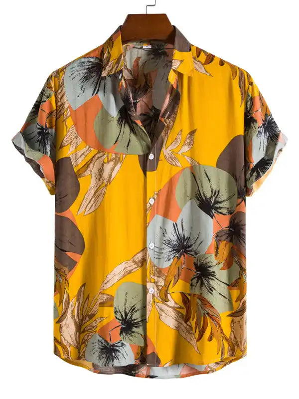 Men’s Fashion Trend Casual Cotton Printed Short Sleeve Shirt | AE&GStor