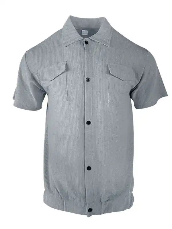 Men’s new cardigan front pocket casual short-sleeved shirt | AE&GStor