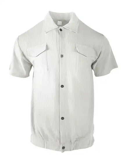 Men’s new cardigan front pocket casual short-sleeved shirt | AE&GStor