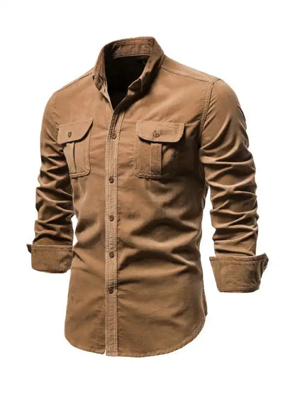 Men’s corduroy slim-fit casual long-sleeve shirt | AE&GStor