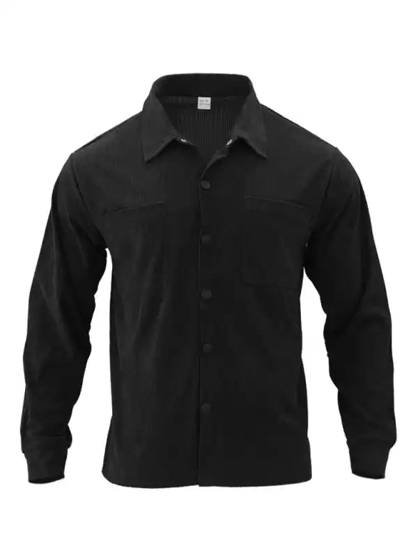 Men’s new casual multi-pocket solid color corduroy button-down shirt | AE&GStor