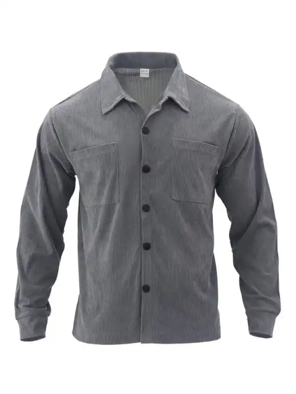 Men’s new casual multi-pocket solid color corduroy button-down shirt | AE&GStor