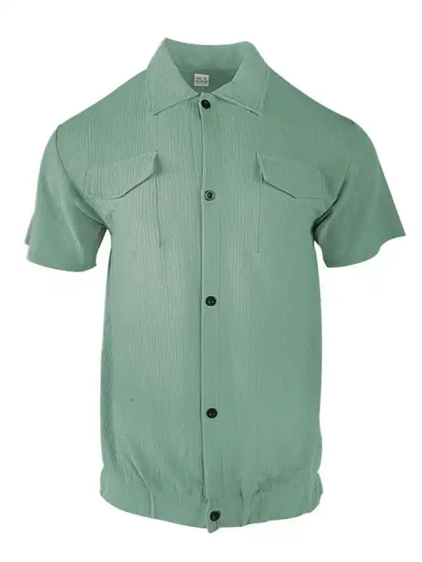 Men’s new cardigan front pocket casual short-sleeved shirt | AE&GStor