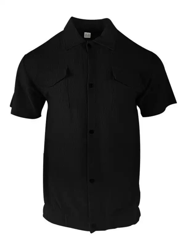 Men’s new cardigan front pocket casual short-sleeved shirt | AE&GStor