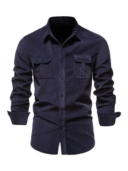 Men’s corduroy slim-fit casual long-sleeve shirt | AE&GStor