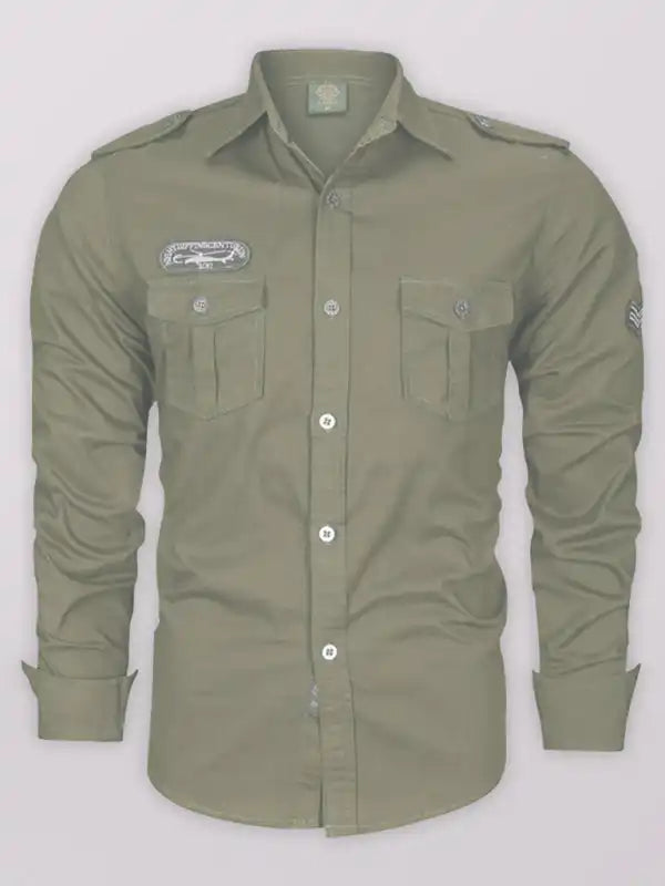 Men’s military style cotton long sleeve shirt | AE&GStor