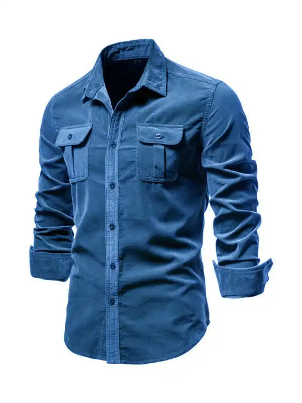 Men’s corduroy slim-fit casual long-sleeve shirt | AE&GStor