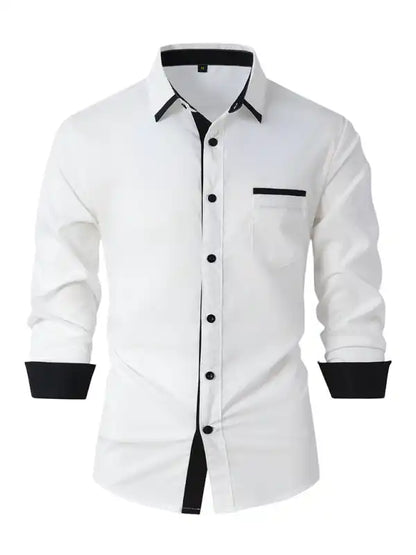 Men’s Color Block Business Slim Casual Shirt Long Sleeve Shirt | AE&GStor