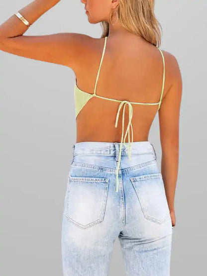 New fashionable and sexy solid color knitted vest backless strappy top | AE&GStor